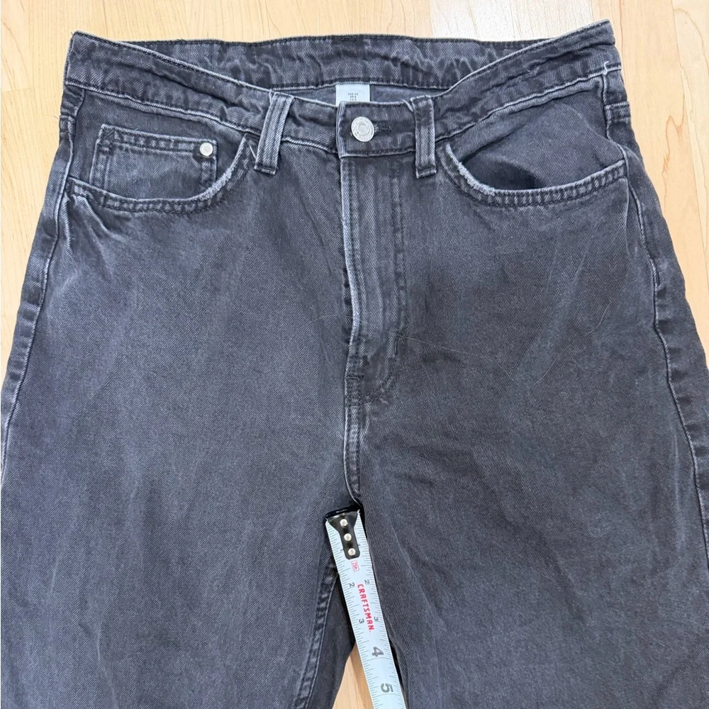 H&M Black High-Rise Straight-Leg Jeans with Raw Hem